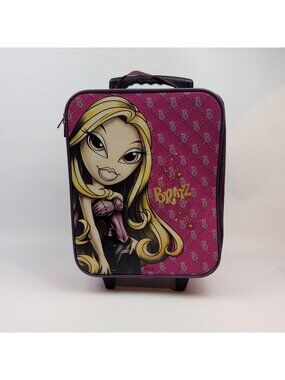 Vintage Bratz Cosmetic Rolling Wheeled Suitcase Y2k Travel Case Carry On Luggage